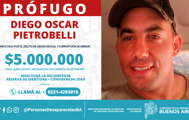 Diego Pietrobelli de 40 años es intensamente buscado por el abuso reiterado a una niña de 12 años.