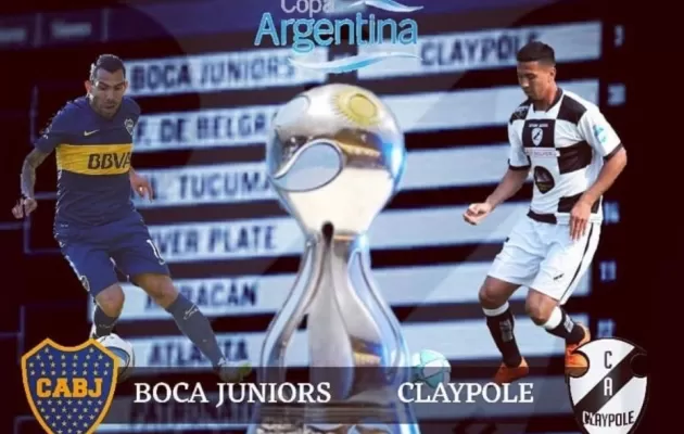 Afiche oficial de Boca Juniors del encuentro ante Claypole por la Copa Argentina con la imagen de Emmanuel Díaz, el orgullo del Abuelo