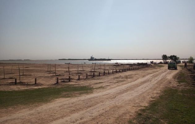 Las obras en la playa de Vuelta de Obligado. Foto Facebook Frente de Todos - HCD San Pedro