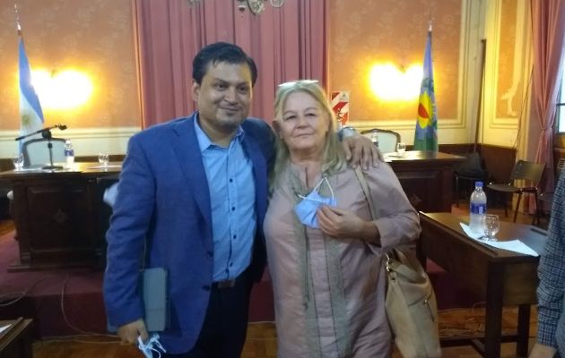 El intendente junto a la presidenta del HCD, Mónica Otero. Foto Visión Regional.